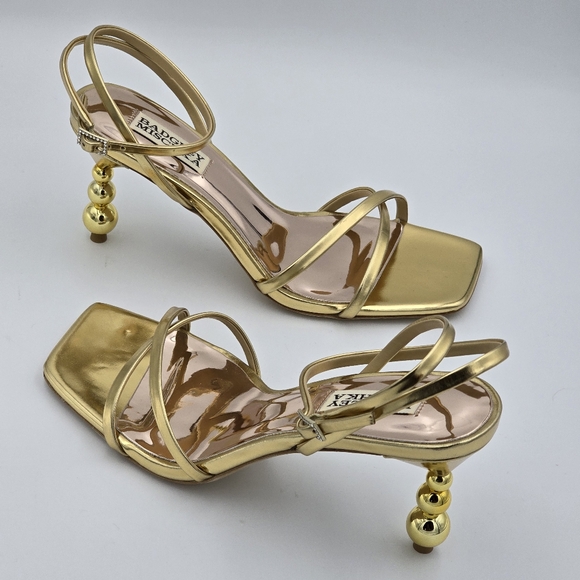 Badgley Mischka Callie Beaded Heel Sandals, Gold, Women's 7.5 - Picture 11 of 16